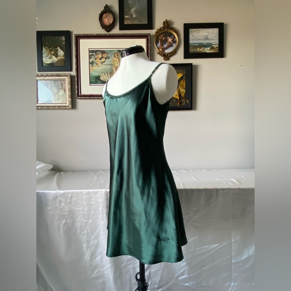 💚 dark green satin slip dress 💚 - Picture 2 of 3